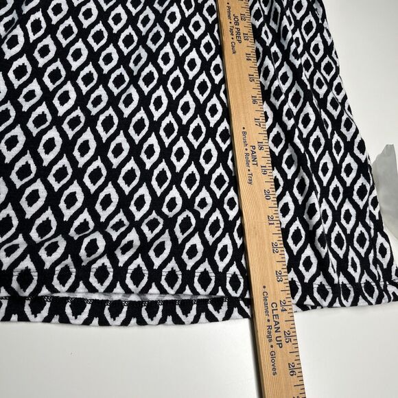 Chicos Top 3 XL Puff Sleeve Diamond Geometric Black White T-Shirt Chic Work - Picture 10 of 12